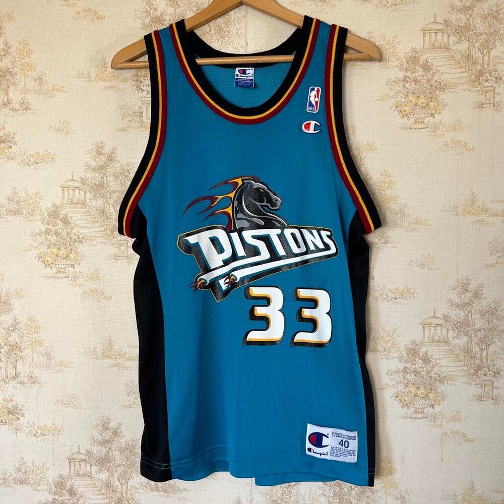 Vintage Champion Grant Hill Detroit Pistons Jersey | 90s Teal | Size 40
